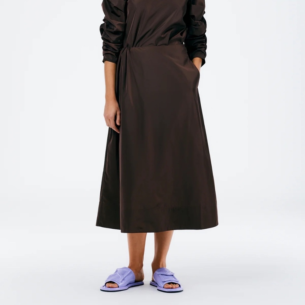 Tibi — Italian Sporty Nylon Side Shirred Circle Skirt — Size 14